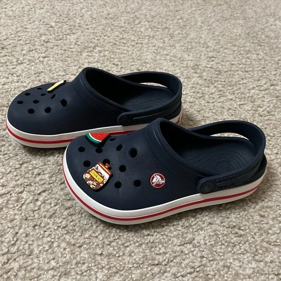 Kids Navy Clogs with Fun Charms - Picture 2 of 7